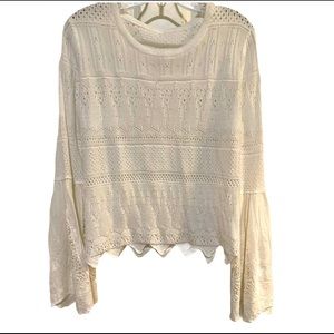Altar’d State White Boho cropped sweater Size M